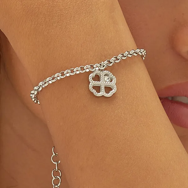 Charming steel bracelet Lucky Light Four-leaf clover SKT45
