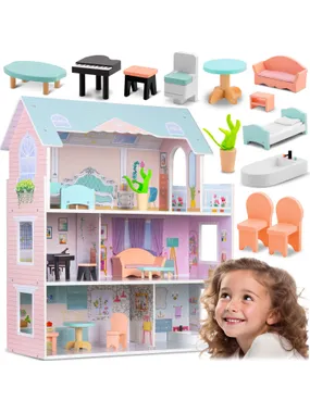 Large wooden dollhouse 3-story RICOKIDS RK-878