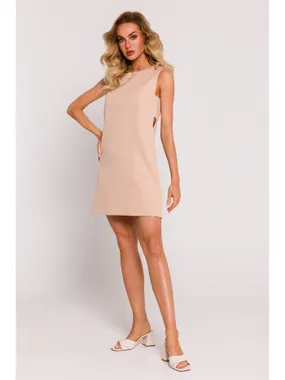 M778 Sleeveless dress with cutouts on the sides - beige