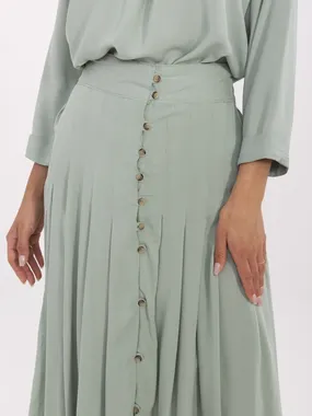 Women's Pistachio Pleated Square skirt