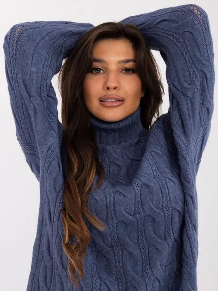 Women's dark blue turtleneck sweater