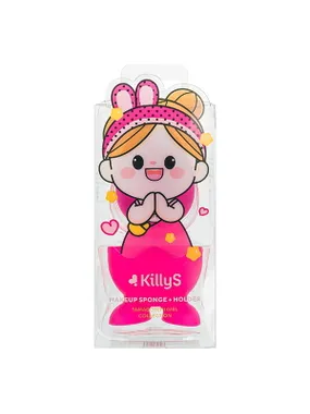Tamagotchi Girl makeup sponge with stand Magenta 1pc.