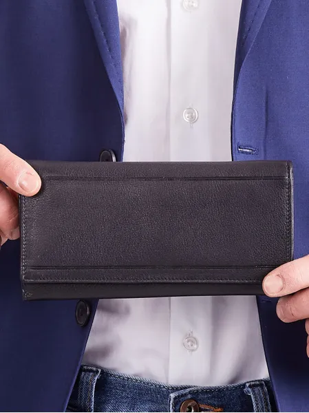 Men's black leather oblong wallet.