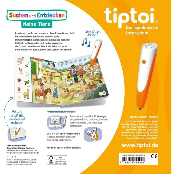 tiptoi Search and Discover: My Animals, Learning Book