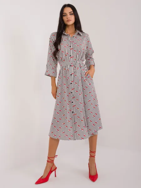 Women's white and black shirt dress