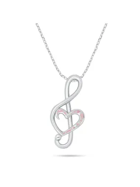 Silver treble clef necklace with synthetic opal NCL164WP