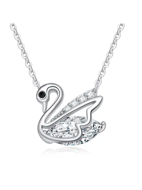 Silver NeckLace with Cubic Zirconia Swan N0000861