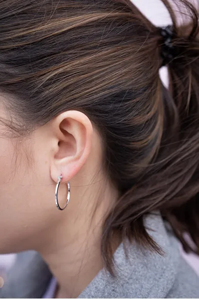 Silver earrings with Hoops DE625 diamonds