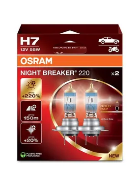 OSRAM NIGHT BREAKER 220 H7 AUTOMAŠĪNAS HALOĢĒNAS spuldze 2 gab.