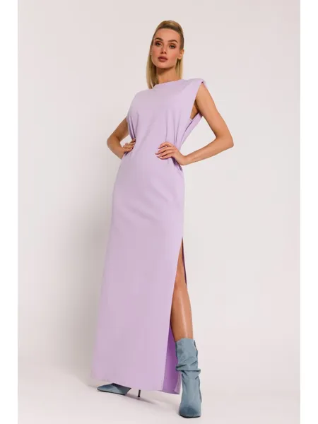 M790 Maxi dress with shoulder pads - violet