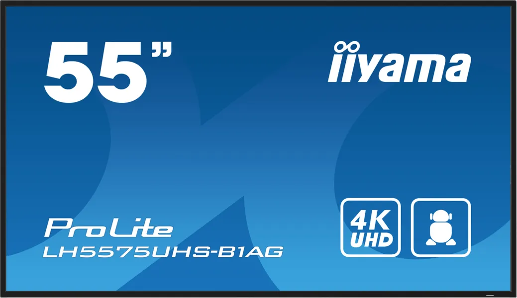 iiyama LH5575UHS-B1AG apzīmējumu displejs Digitālo signālu plakanais panelis 138,7 cm (54,6 collas) LCD Wi-Fi 500 cd/m² 4K Ultra HD melns Iebūvēts procesors Android 11 24/7