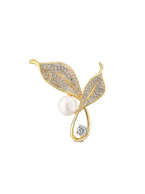 Bright pearl brooch with crystals 2in1 Tickets JL0817