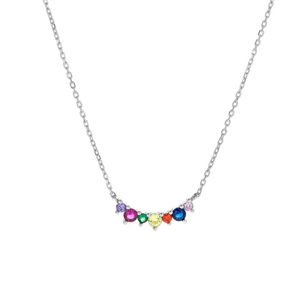 Silver necklace with colored zircons AJNA0003