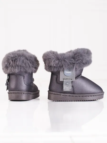 Shelovet gray snow boots for girls with fur