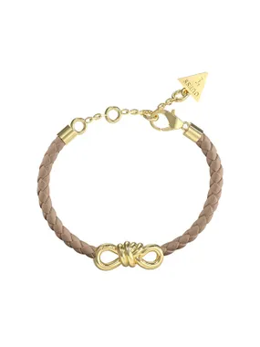 Stylish beige leather bracelet with bow JUBB04003JWYGBPT/U