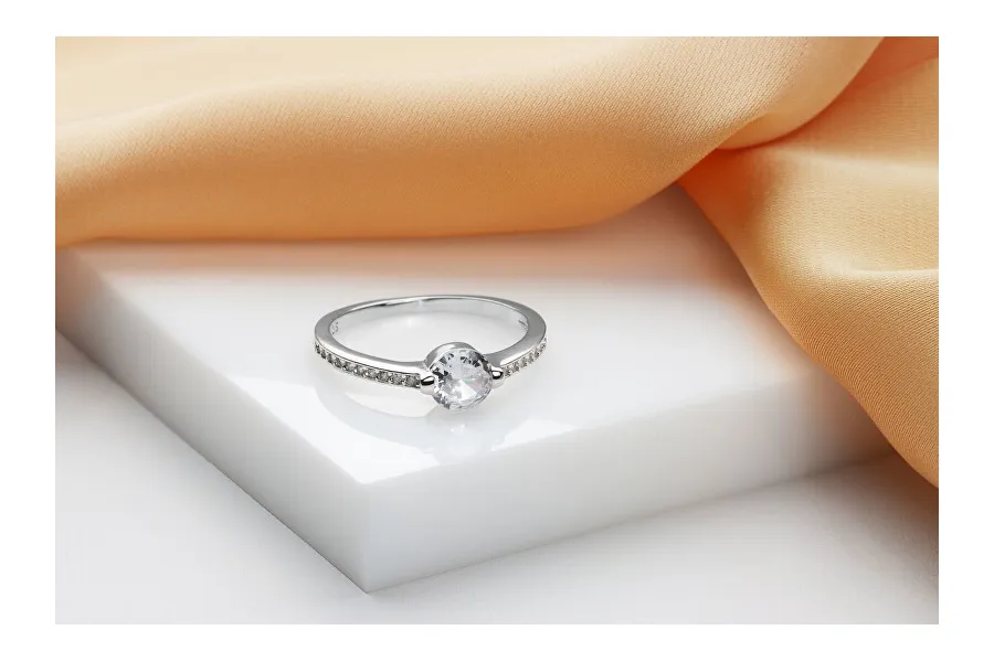 Charming silver ring with zircons RI024W