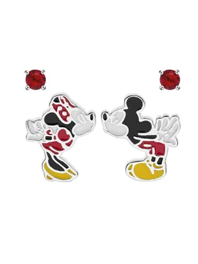 Silver set of Mickey and Minnie Mouse earrings SS00004SRRL.CS