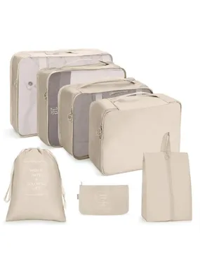 Travel cosmetics bag set Beige 7pcs.