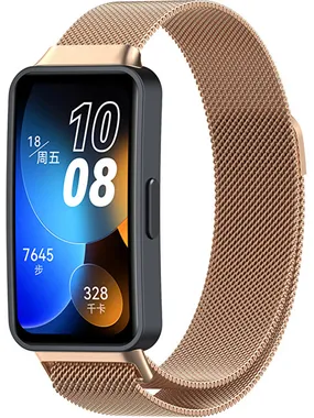 Milanese pull with magnetic closure for Huawei Watch Band 8 - Rose Gold