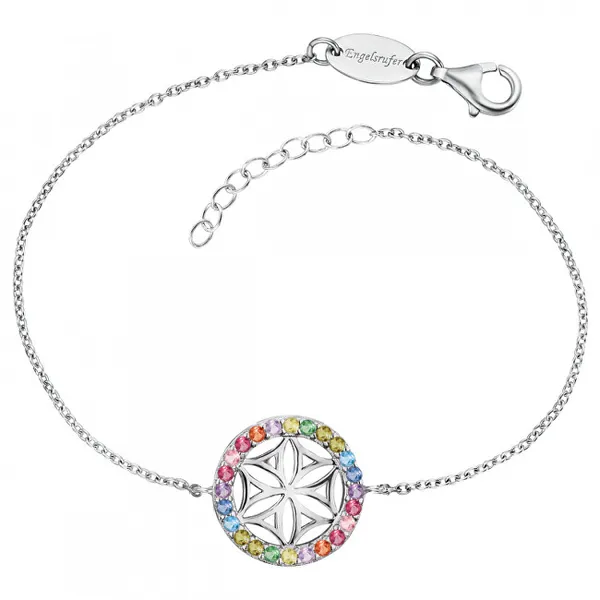 Silver bracelet Flower of life with colored zircons ERB-LILLIFL-ZIM