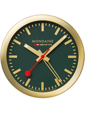 Mondaine A997.MCAL.66SBG.1 gold green mini Wall Clock Table Clock & Alarm Clock 12,5 cm