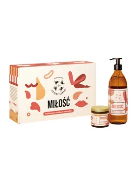 Love, a 500ml liquid soap set + 120ml massage candle