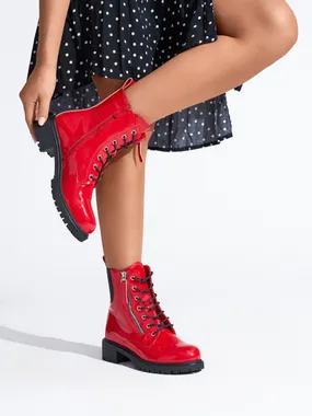 Red patent leather women's workers