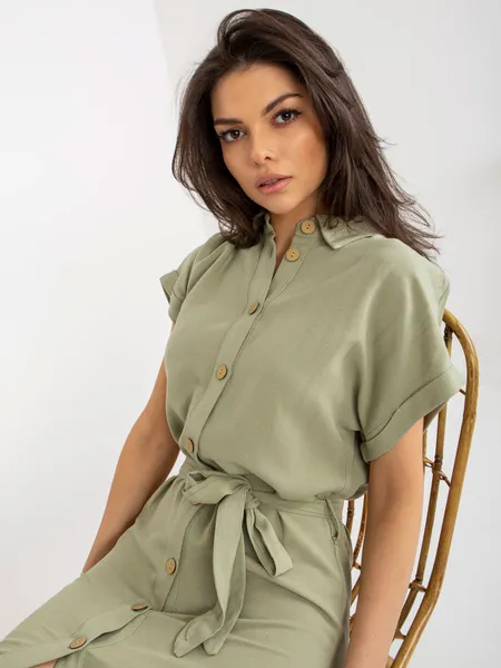 Light green shirtdress with linen from RUE PARIS.