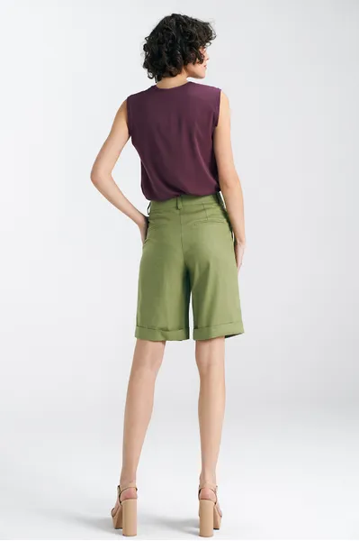 Short, linen shorts - green - SD86