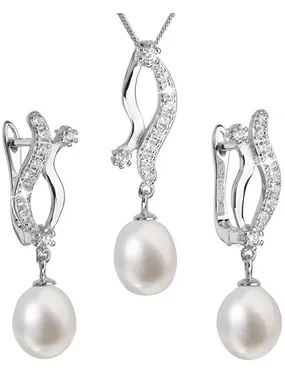 Luxury silver set with genuine pearls Pavon 29028.1