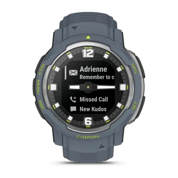 Garmin Instinct Crossover — standarta izdevums 2,29 cm (0,9 collas) MIP 45 mm hibrīds, 176 x 176 pikseļi, zils GPS (satelīts)