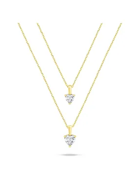 Heart NCL160Y Double Gold Plated Cubic Zirconia Necklace