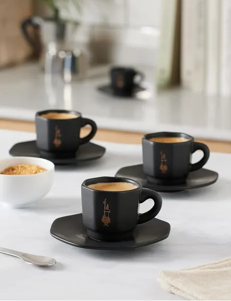 4 krūzīšu komplekts BIALETTI PERFETTO MOKA Porcelāns 4x 75 ml Melns