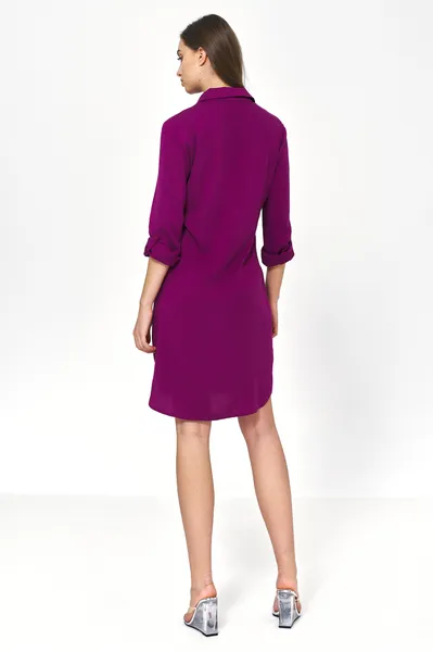 Purple Oversized Dress with Rolled Sleeves - S226