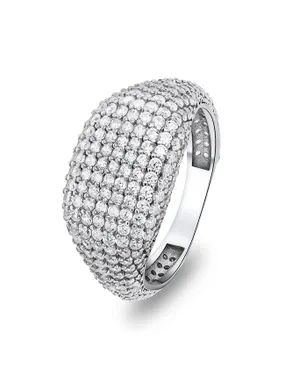 Luxury silver ring with zircons RI019W