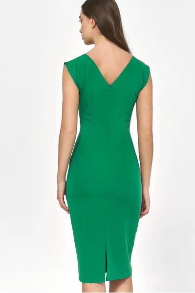 Green dress with a pencil cut - S220