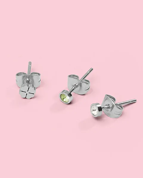 Set of three gold-plated Lucky CLICK SCK168 earrings