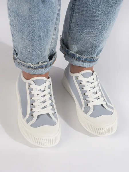 Light blue women's platform sneakers