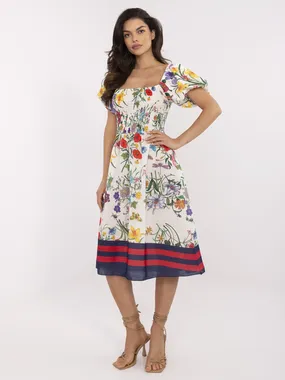 Women's ecru dress with print