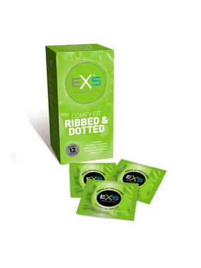 Comfy Fit Ribbed & Dotted Condoms ribbed condoms with studs 12pcs.