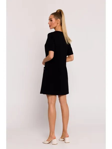 M788 A-line dress with pockets - black