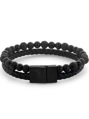 Rebel & Rose RR-M0057-B-L+ Bracelet Full Metal Combo 12mm Black Rocks