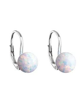 Glittering silver earrings with synthetic opal 11245.1