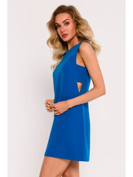 M778 Sleeveless dress with cutouts on the sides - blue