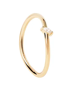 Leaf Essentials delicate gold-plated ring with zircon AN01-842