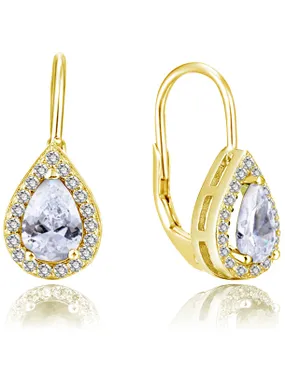 Gold-plated earrings with clear zircons AGUC2228-GOLD