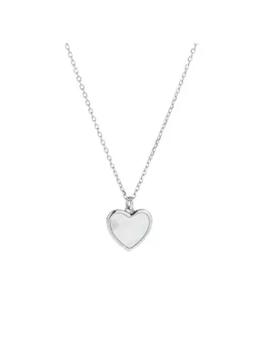 Delicate silver necklace Heart with mother-of-pearl AJNA0031 (chain, pendant)