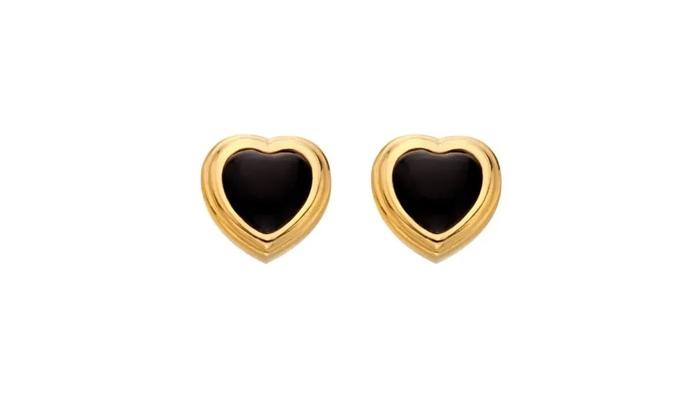 Jac Jossa Soul DE788 Diamond and Onyx Gold Plated Heart Earrings