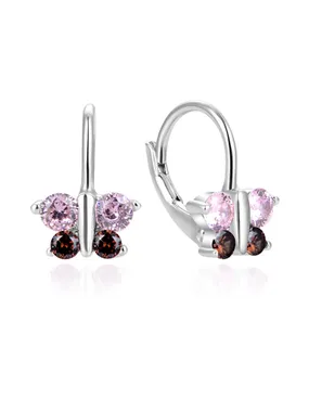 Decent silver earrings with zircons Butterflies AGUC810DL