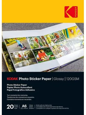 Kodak Photo Sticker Paper Gloss 120Gsm A6x20 (3510652)